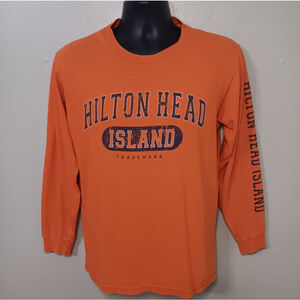 Vintage 90s Hilton Head Island Adult Medium T-shirt L/S Jensen USA Distressed